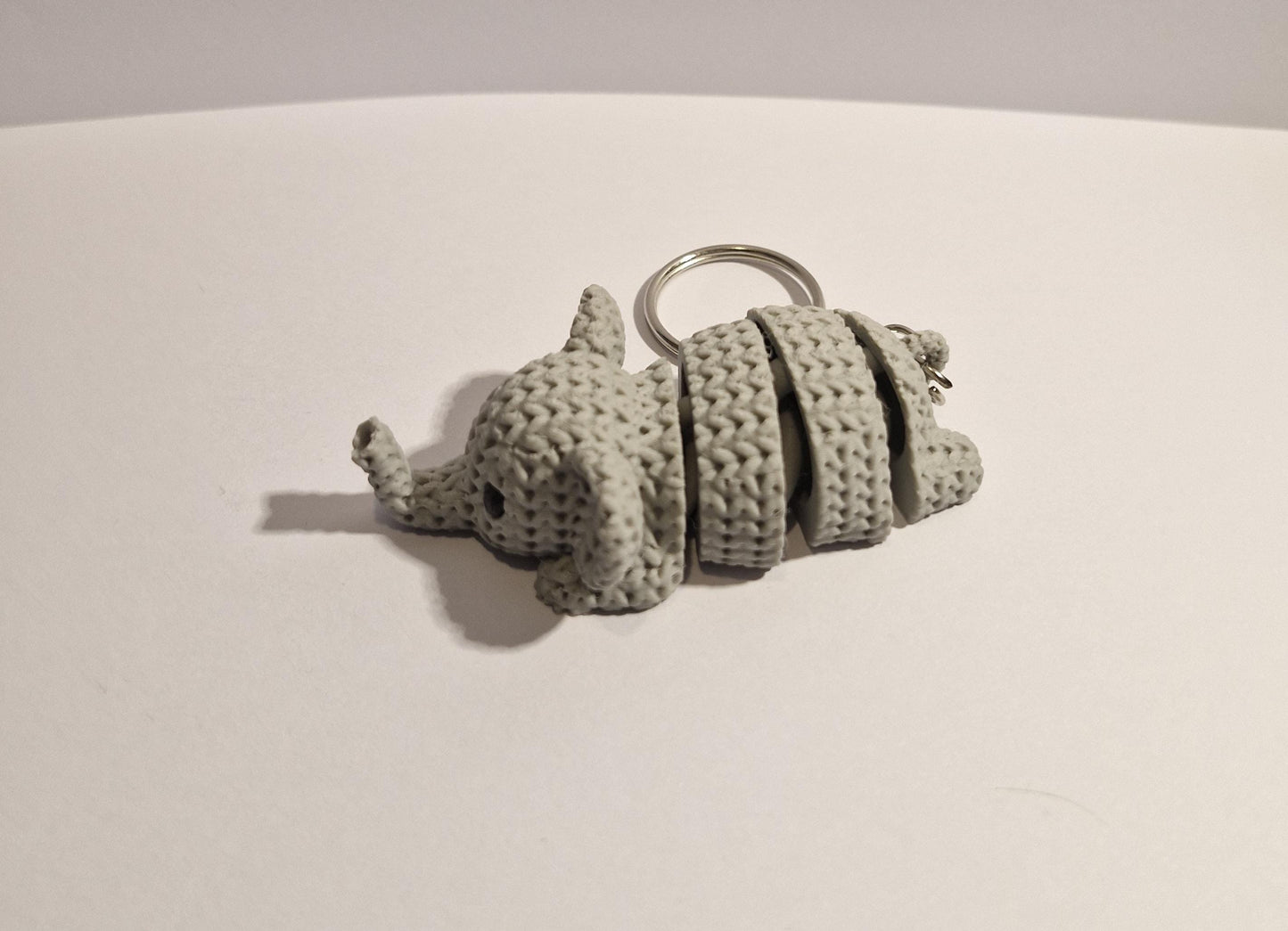 Knitted-Style Elephant Keyring | 3D Printed Flexible Animal Keychain Gift