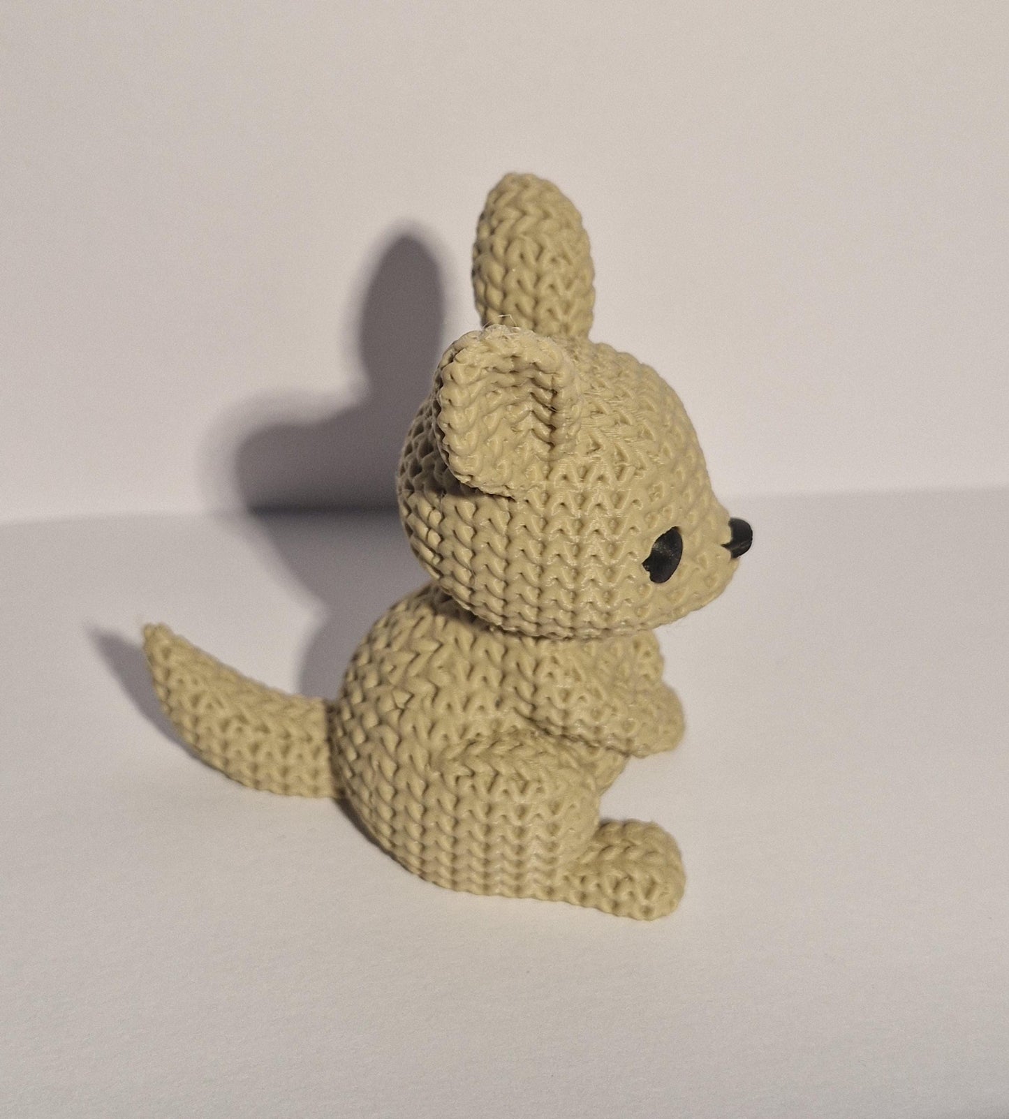 Knitted-Style Kangaroo Figurine | 3D Printed Animal Gift