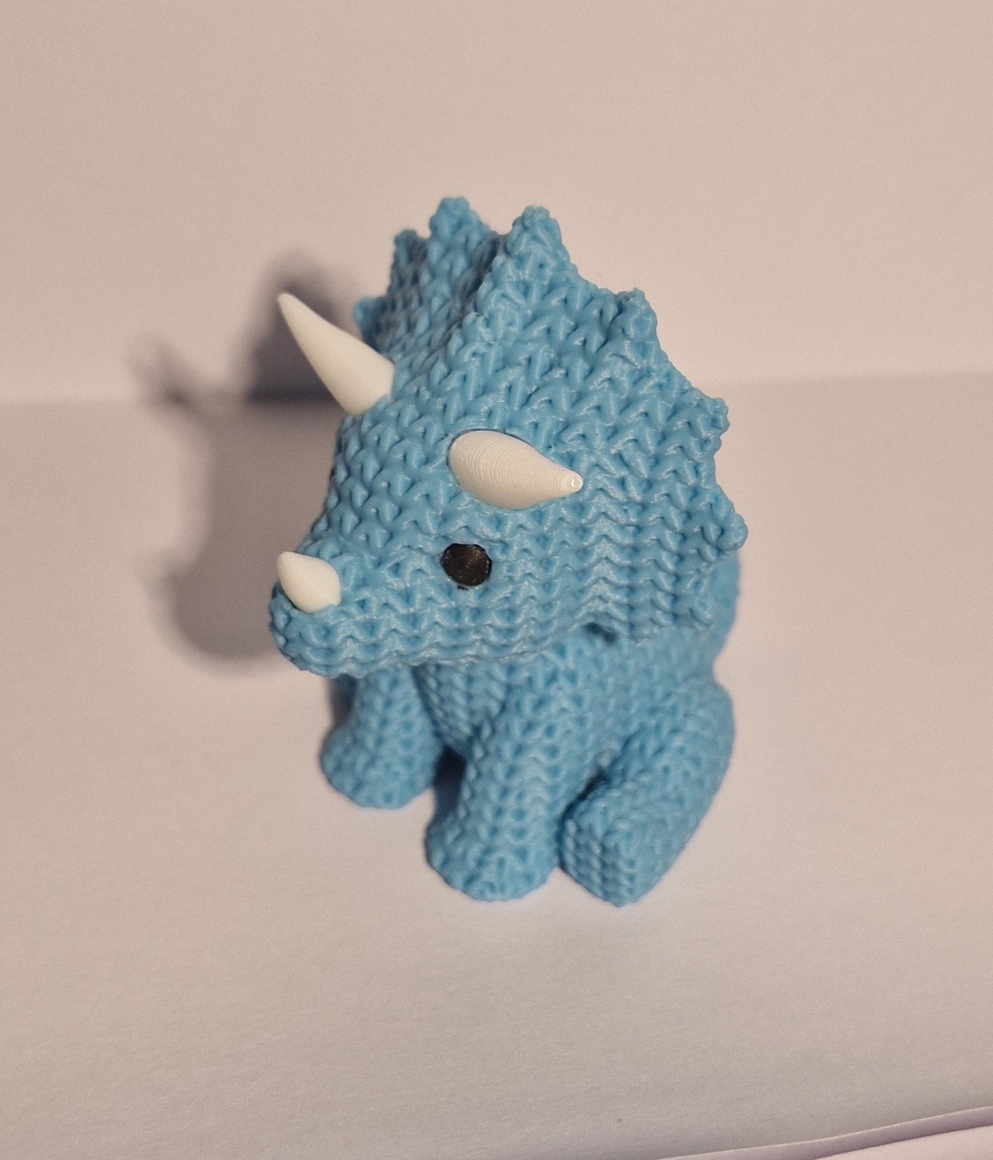 Knitted-Style Triceratops Figurine | 3D Printed Dinosaur Gift