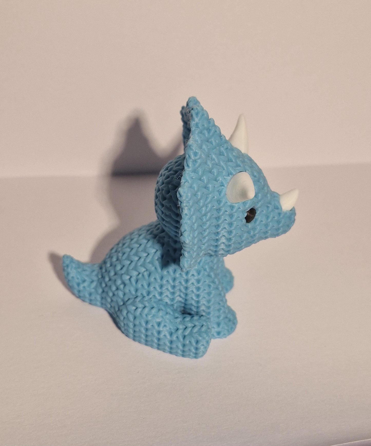 Knitted-Style Triceratops Figurine | 3D Printed Dinosaur Gift