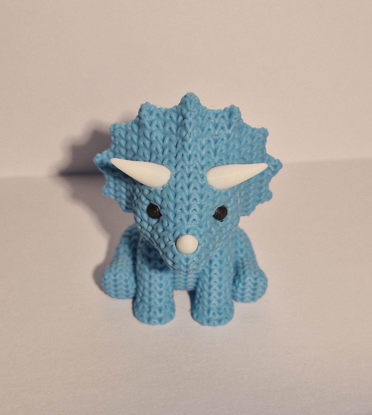 Knitted-Style Triceratops Figurine | 3D Printed Dinosaur Gift