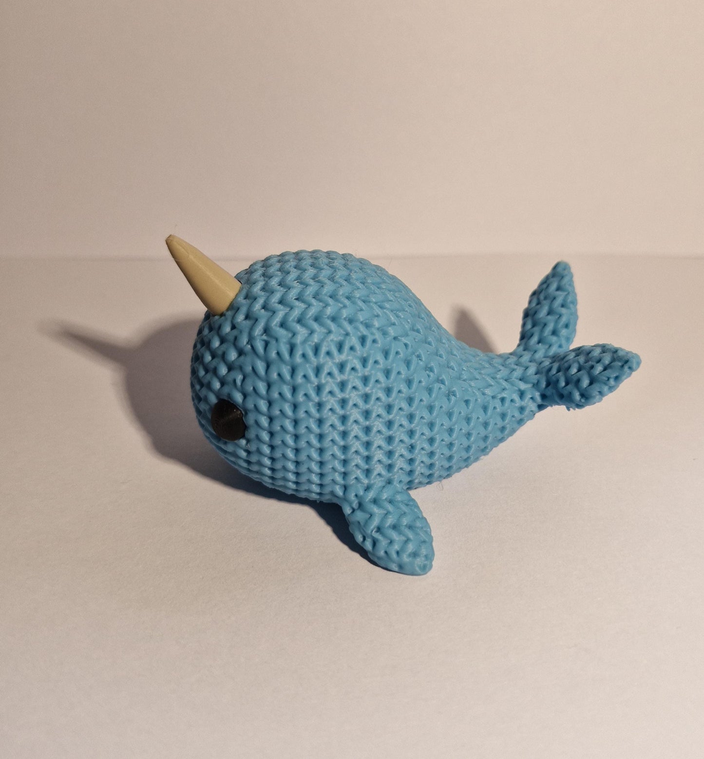 Knitted-Style Narwhal Figurine | 3D Printed Ocean Gift