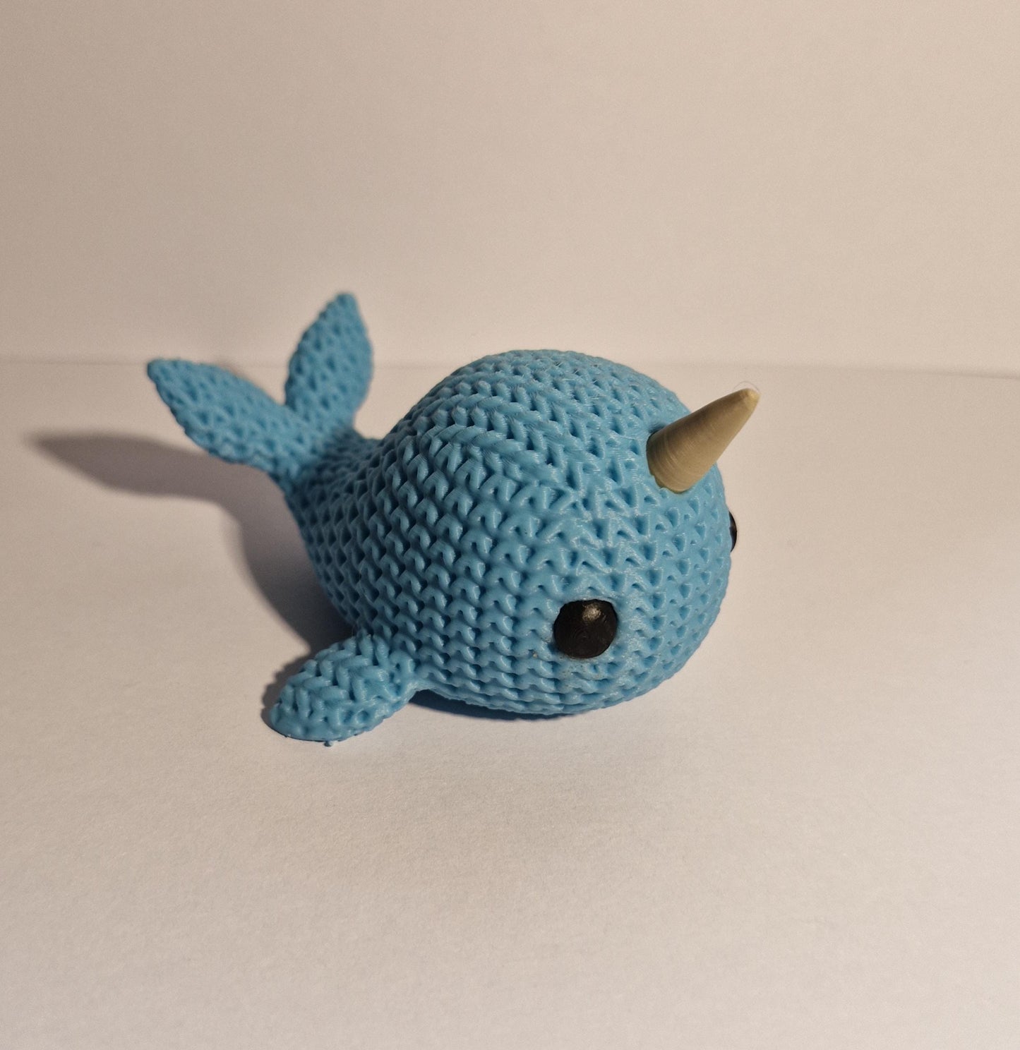 Knitted-Style Narwhal Figurine | 3D Printed Ocean Gift