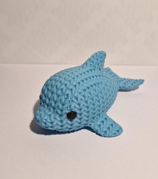 Knitted-Style Dolphin Figurine | 3D Printed Ocean Animal Gift