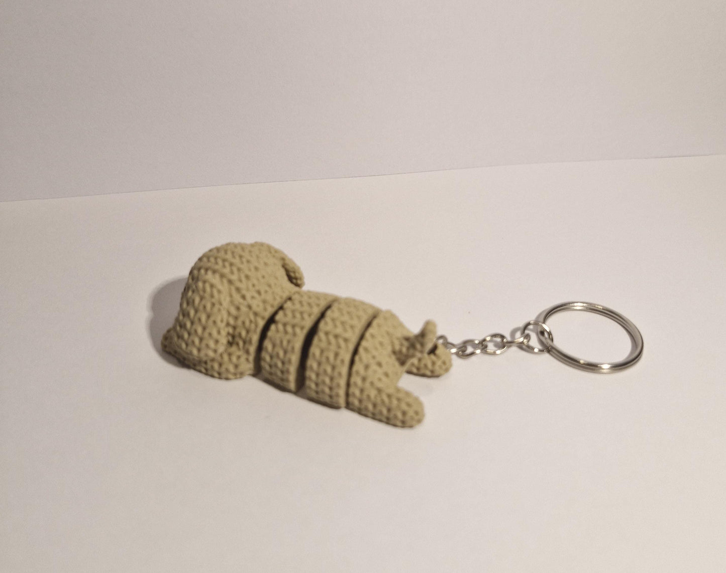 Knitted-Style Articulated Puppy Keyring | 3D Printed Dog Keychain Gift