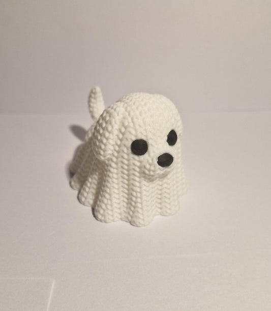 Ghost Dog Figurine | Knitted-Style Halloween & Dog Lover Gift