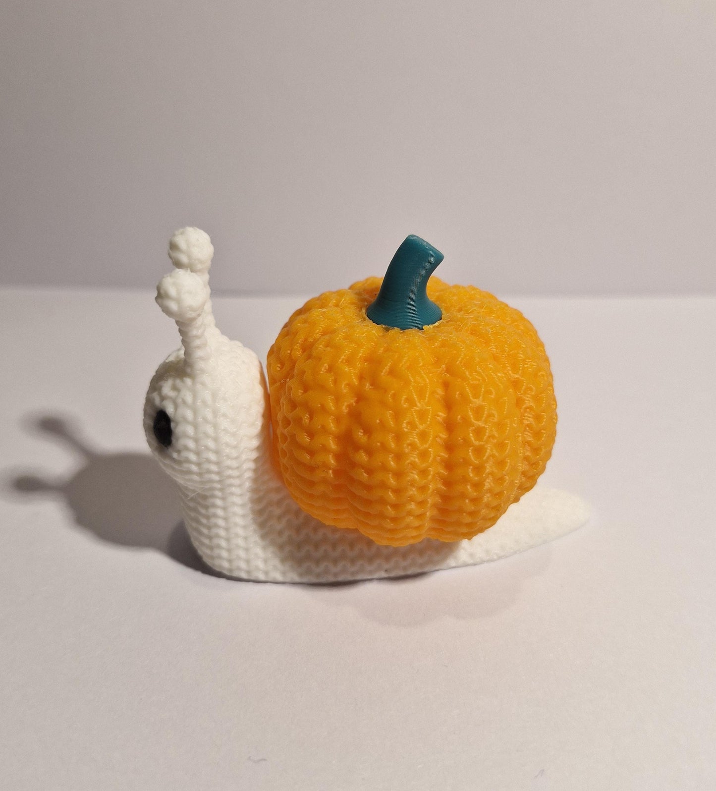 Pumpkin Snail Figurine | Knitted-Style Autumn & Halloween Gift