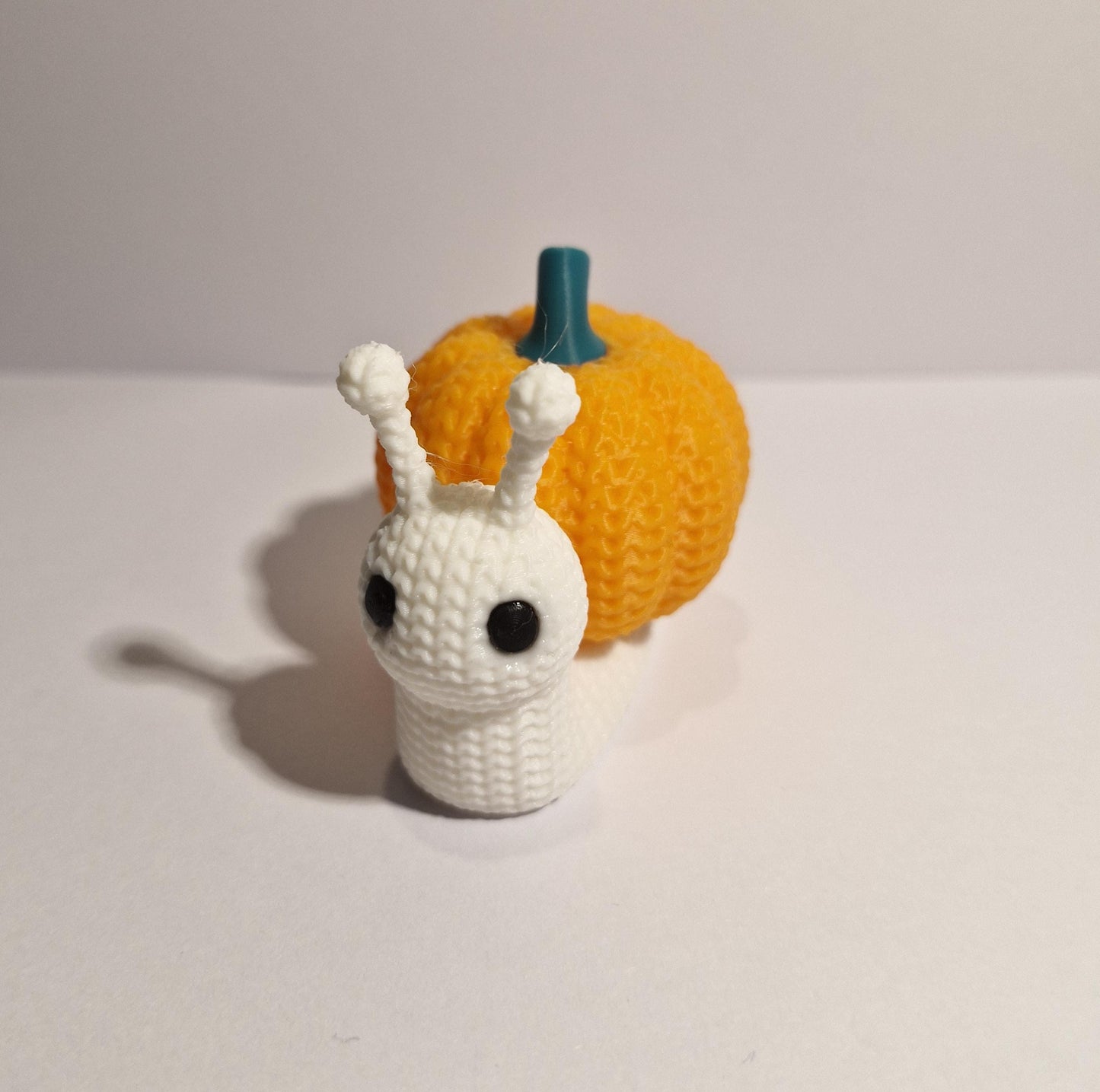 Pumpkin Snail Figurine | Knitted-Style Autumn & Halloween Gift