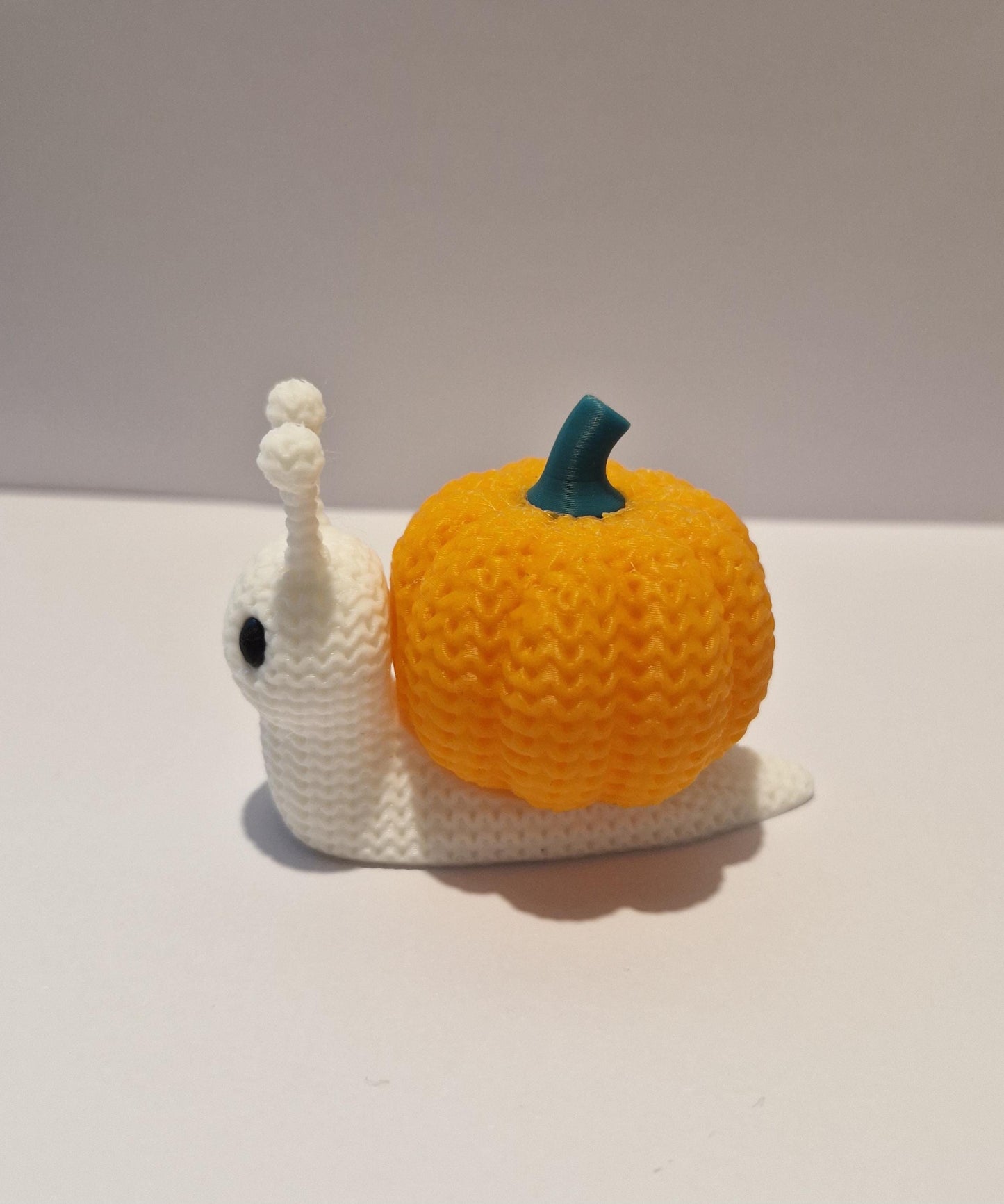 Pumpkin Snail Figurine | Knitted-Style Autumn & Halloween Gift