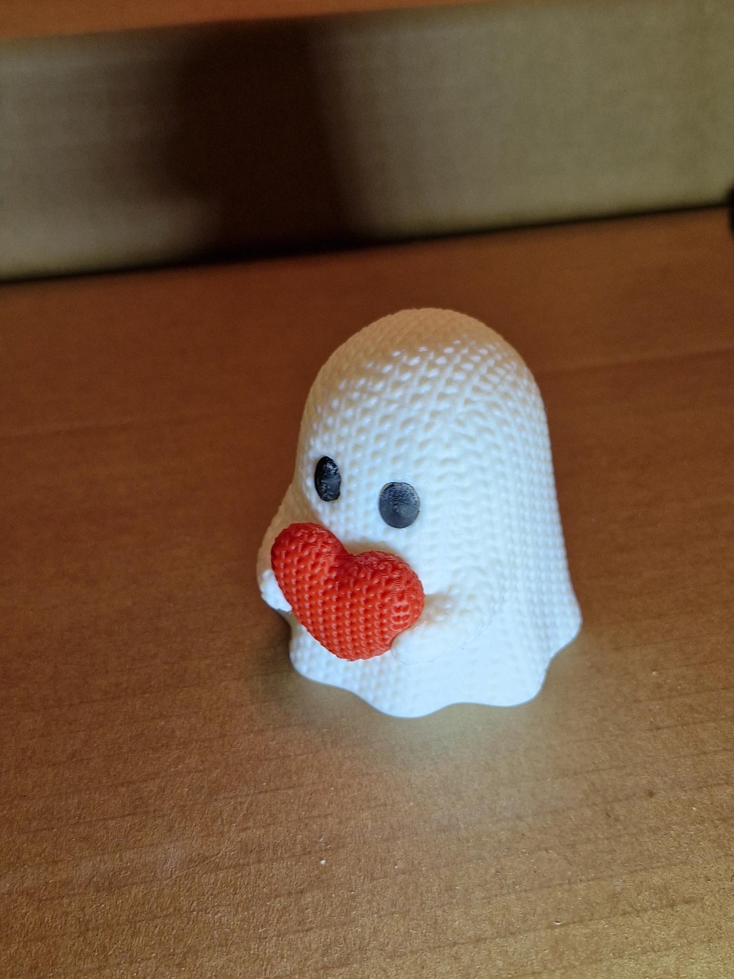 Knitted-Style Love Ghost Figurine | 3D Printed Valentine & Halloween Gift