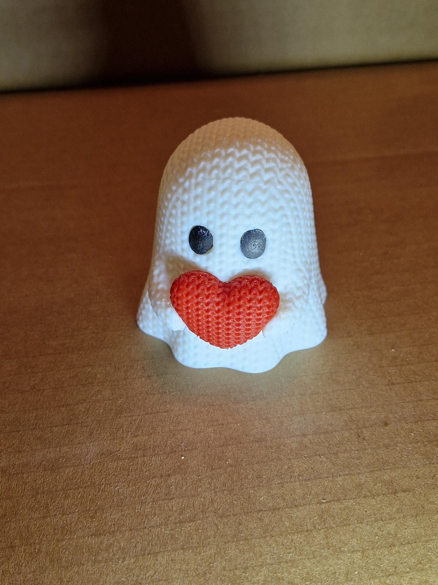 Knitted-Style Love Ghost Figurine | 3D Printed Valentine & Halloween Gift