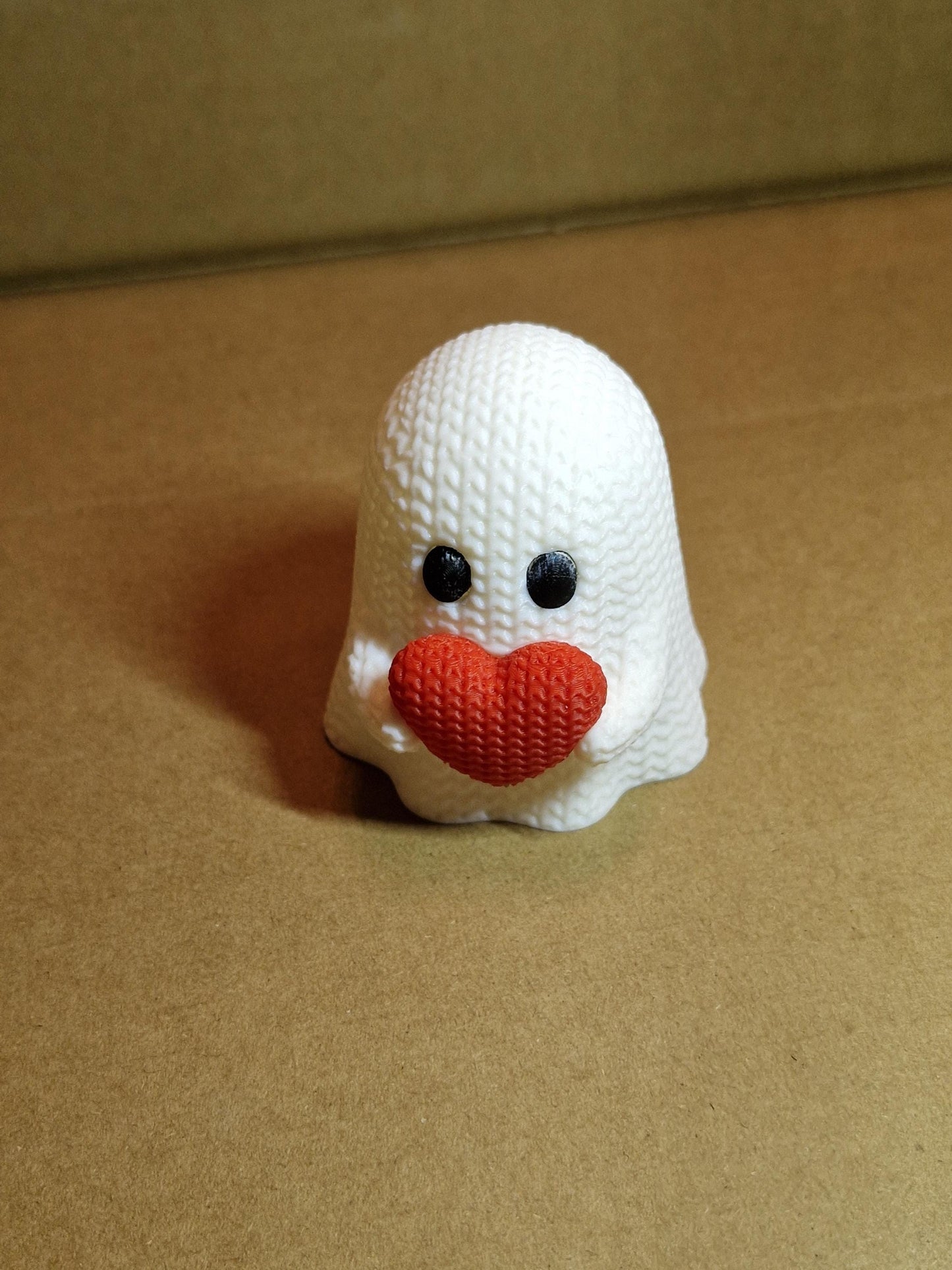 Knitted-Style Love Ghost Figurine | 3D Printed Valentine & Halloween Gift