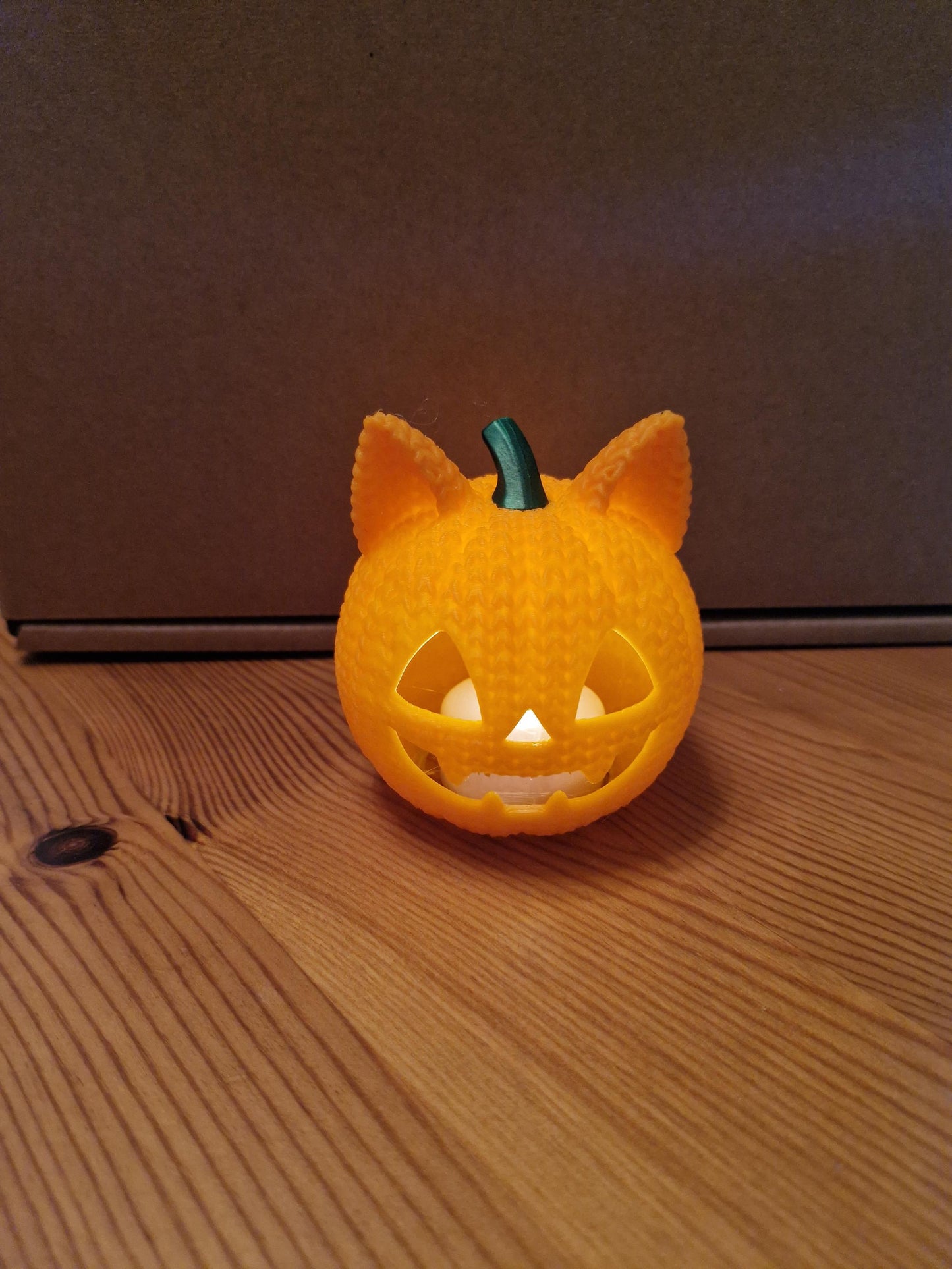 Cat Pumpkin Tealight Holder | 3D Printed Halloween & Autumn Gift