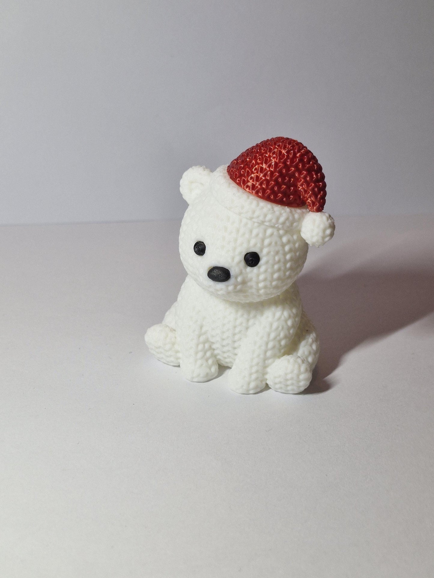 Knitted-Style Polar Bear with Santa Hat | 3D Printed Christmas Gift