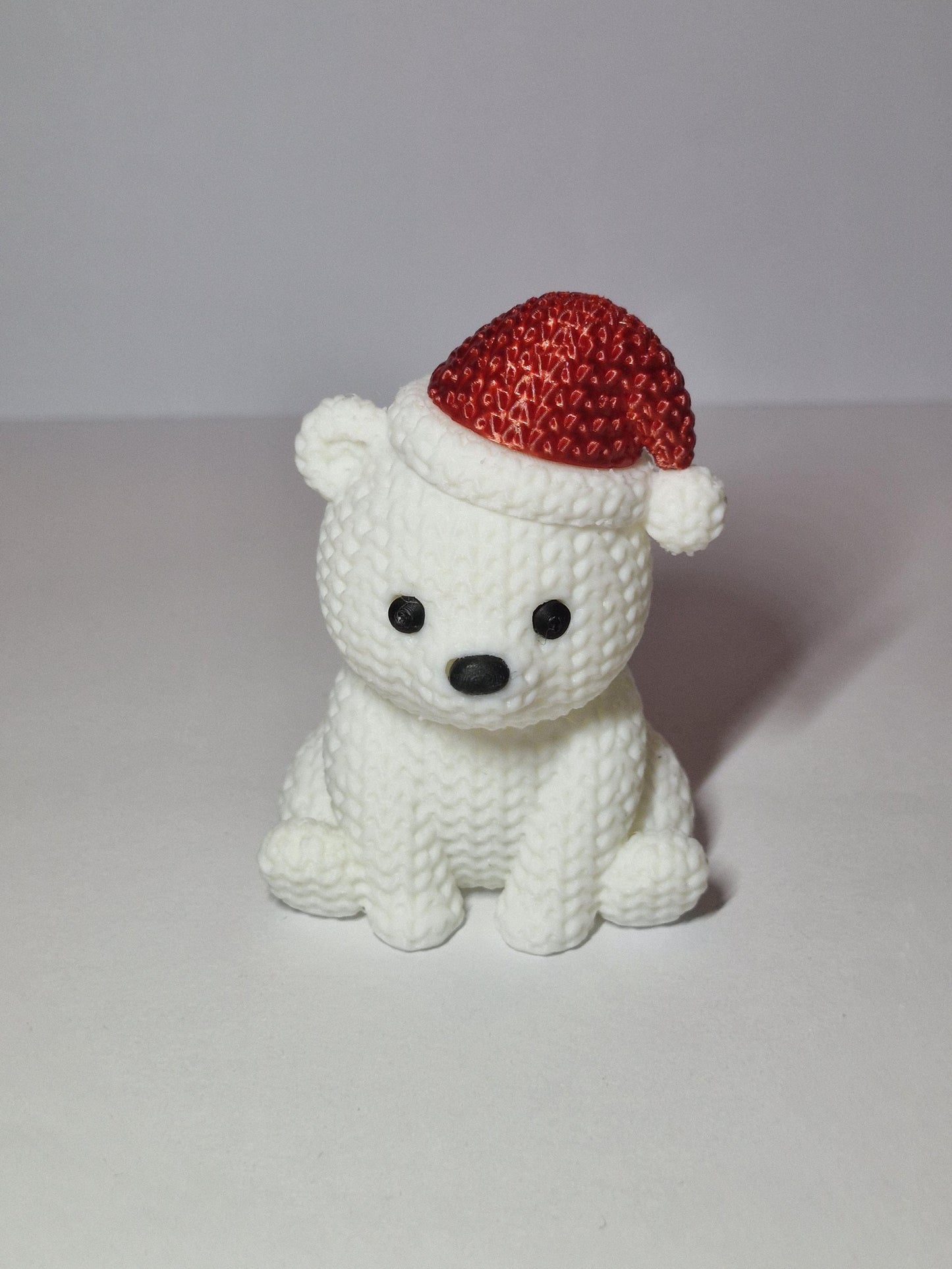 Knitted-Style Polar Bear with Santa Hat | 3D Printed Christmas Gift