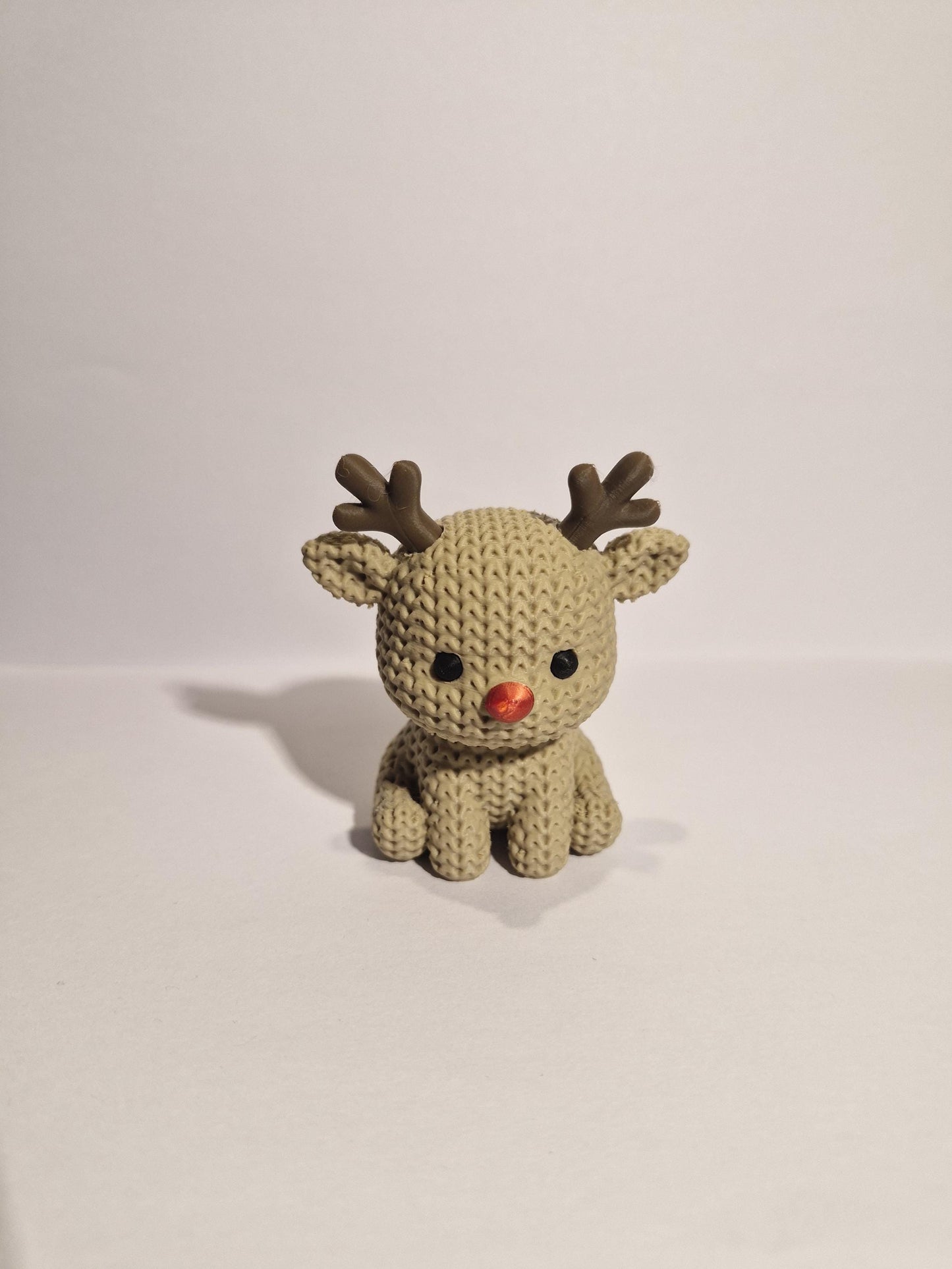 Knitted-Style Christmas Reindeer Figurine | 3D Printed Festive Gift