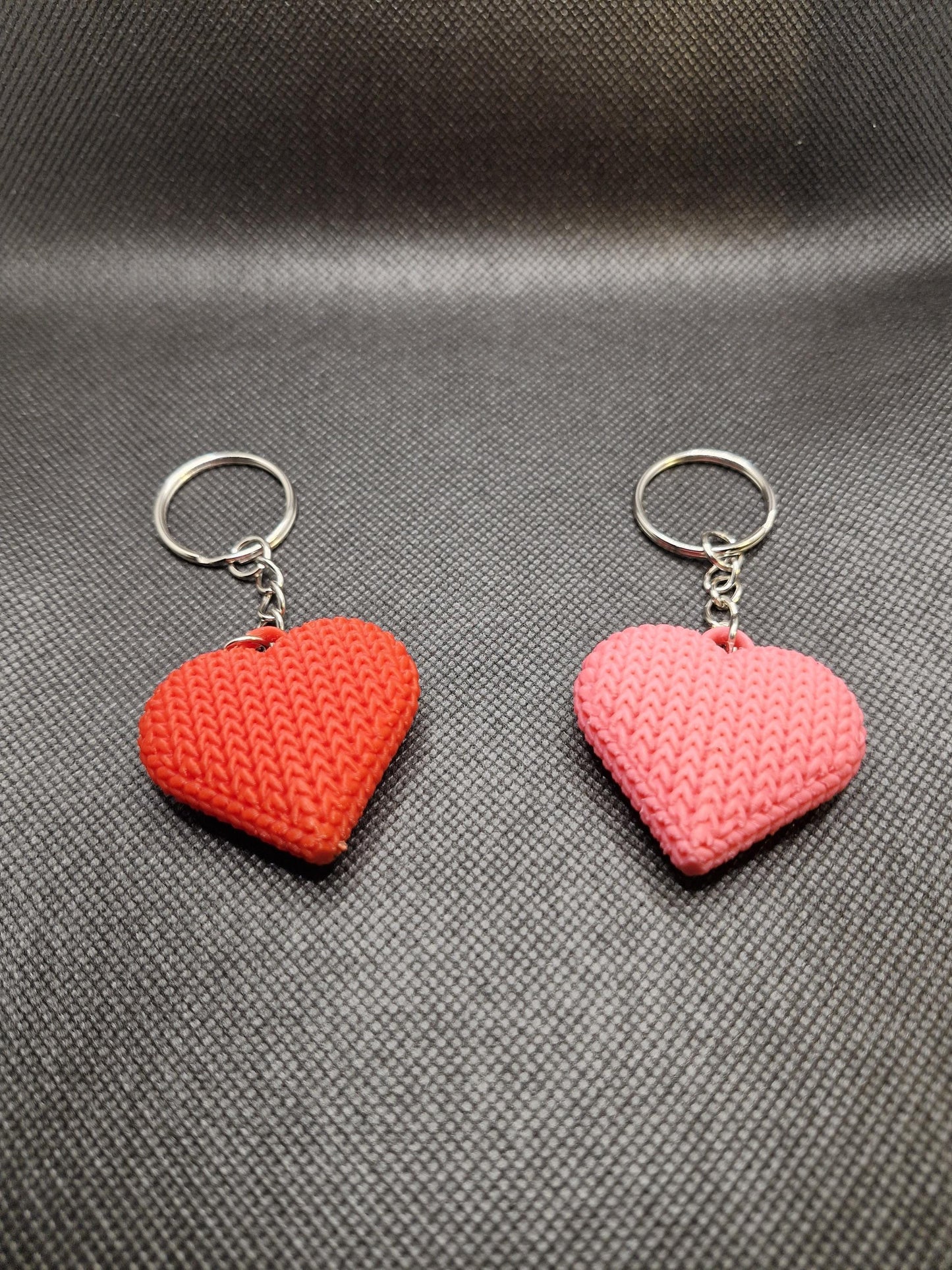 Knitted-Style Heart Keyring | 3D Printed Valentine & Gift Charm