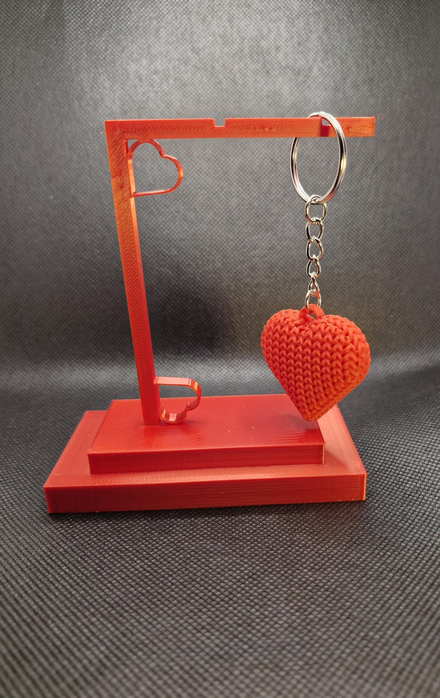 Knitted-Style Heart Keyring | 3D Printed Valentine & Gift Charm