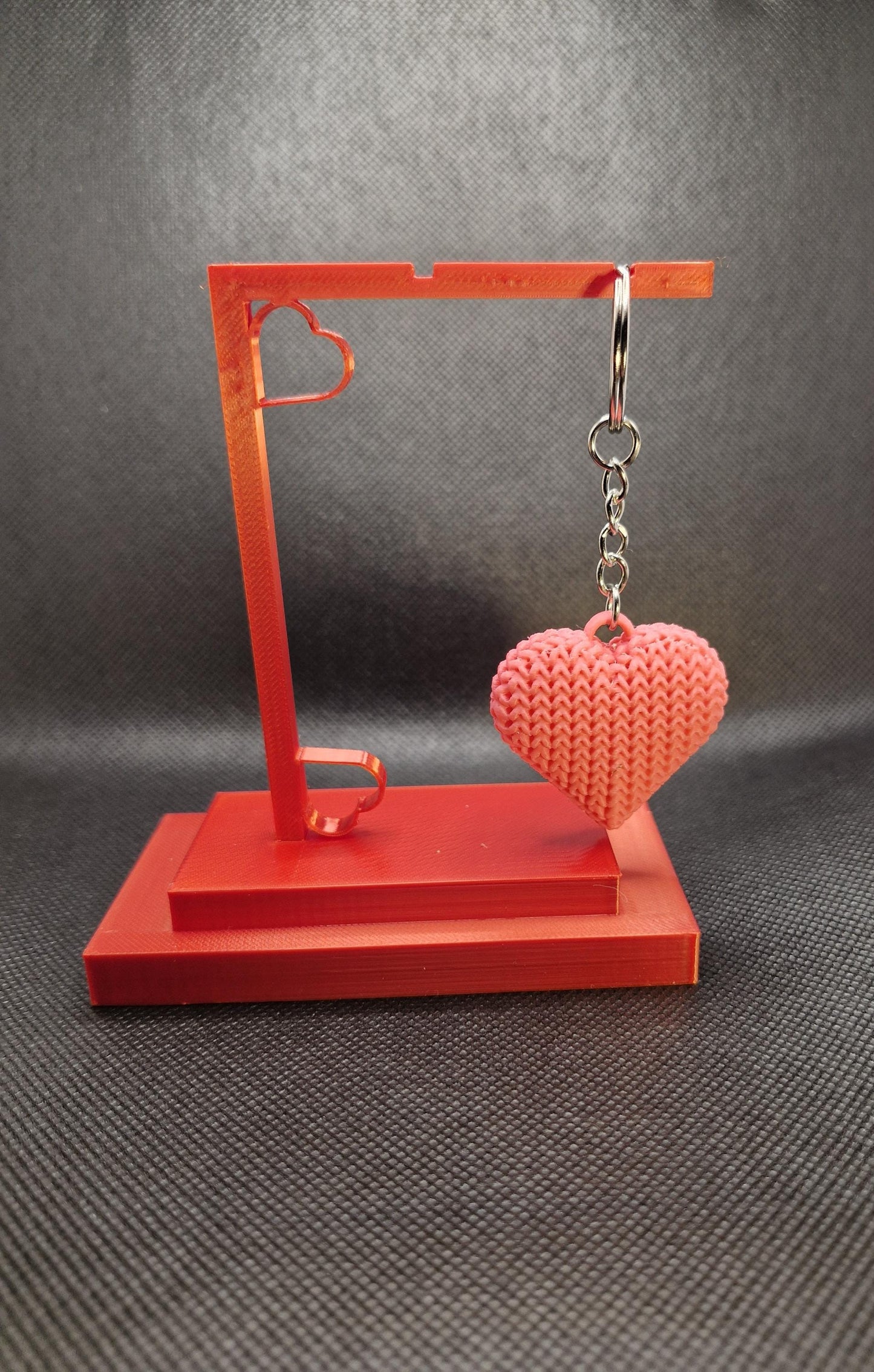 Knitted-Style Heart Keyring | 3D Printed Valentine & Gift Charm