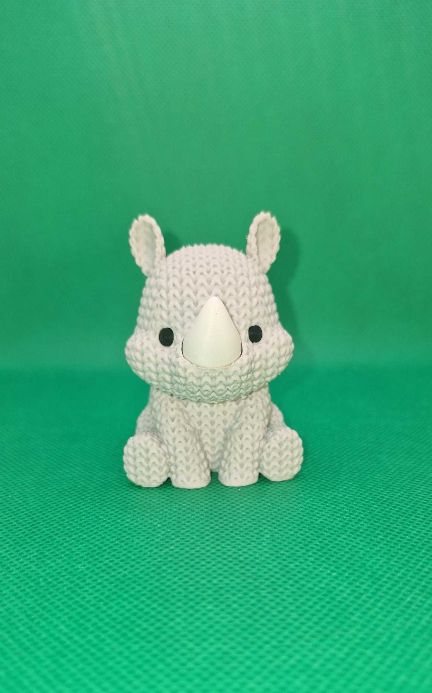 Knitted-Style Baby Rhino Figurine | 3D Printed Wildlife Gift