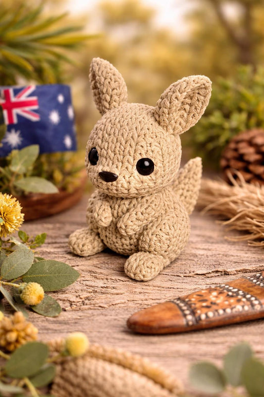 Knitted-Style Kangaroo Figurine | 3D Printed Animal Gift