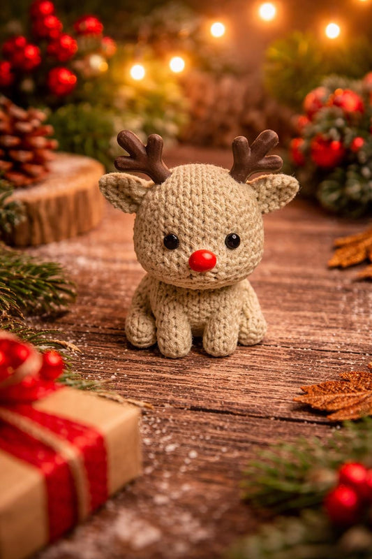 Knitted-Style Christmas Reindeer Figurine | 3D Printed Festive Gift