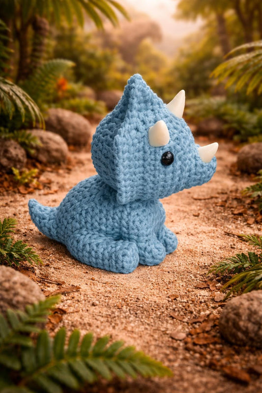 Knitted-Style Triceratops Figurine | 3D Printed Dinosaur Gift