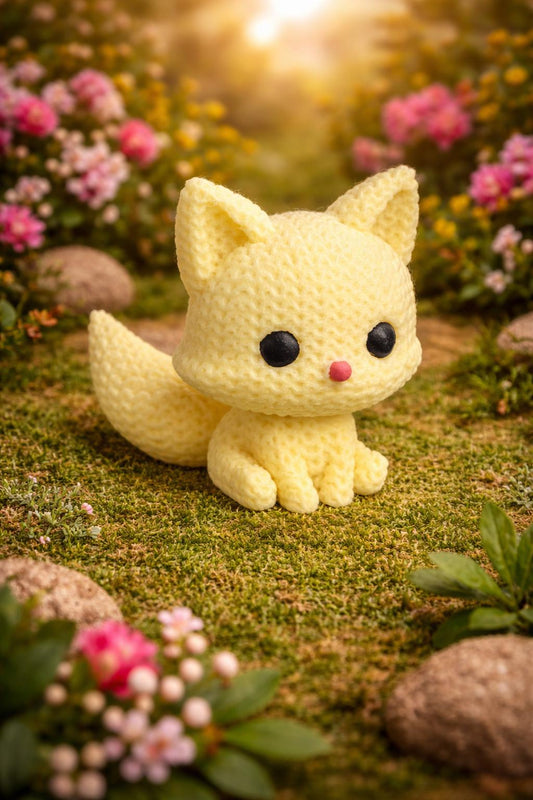 Knitted-Style Fox Figurine | 3D Printed Woodland Animal Gift