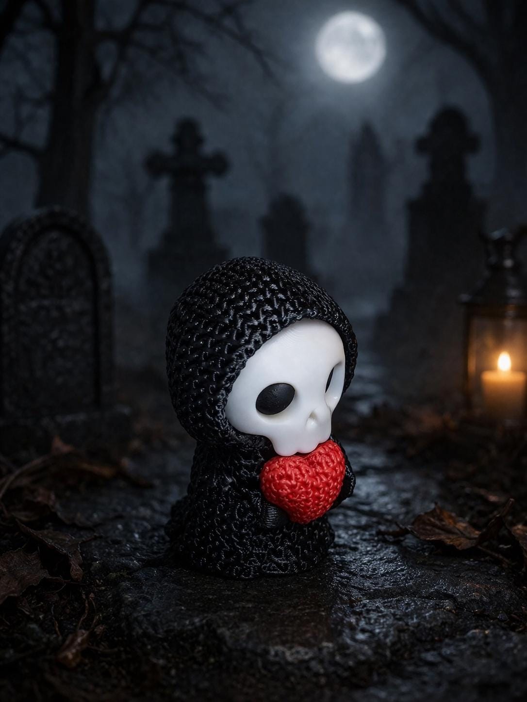 Grim Reaper Holding Heart Figurine | Gothic Valentine & Halloween Gift