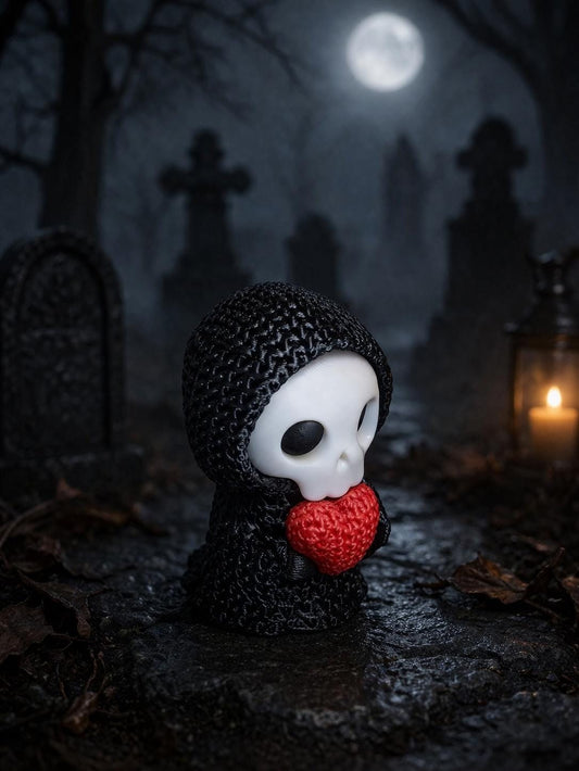 Grim Reaper Holding Heart Figurine | Gothic Valentine & Halloween Gift