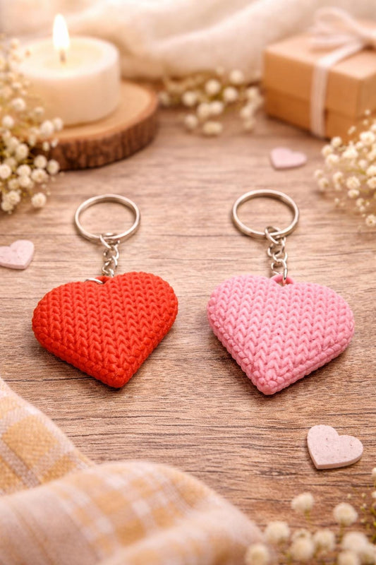 Knitted-Style Heart Keyring | 3D Printed Valentine & Gift Charm