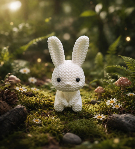 Knitted-Style White Bunny Figurine | 3D Printed Easter & Spring Gift
