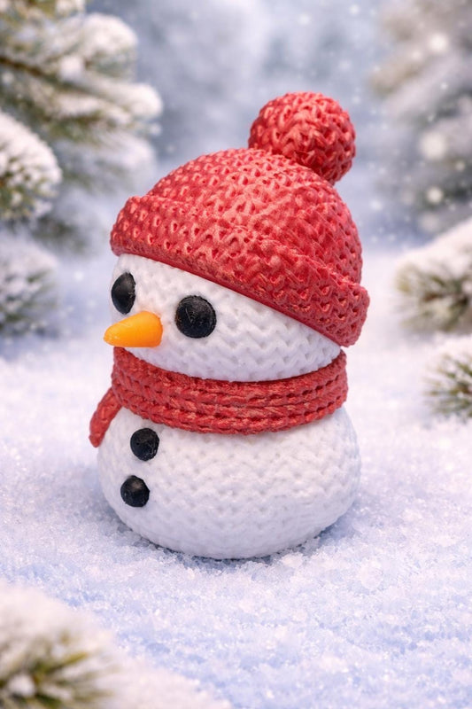 Knitted-Style Snowman Figurine | 3D Printed Christmas Gift