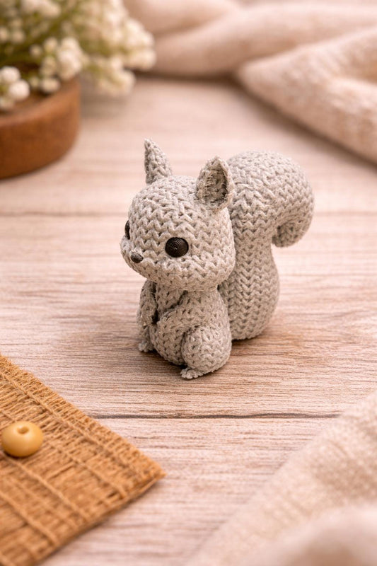Knitted-Style Squirrel Figurine | 3D Printed Woodland Gift