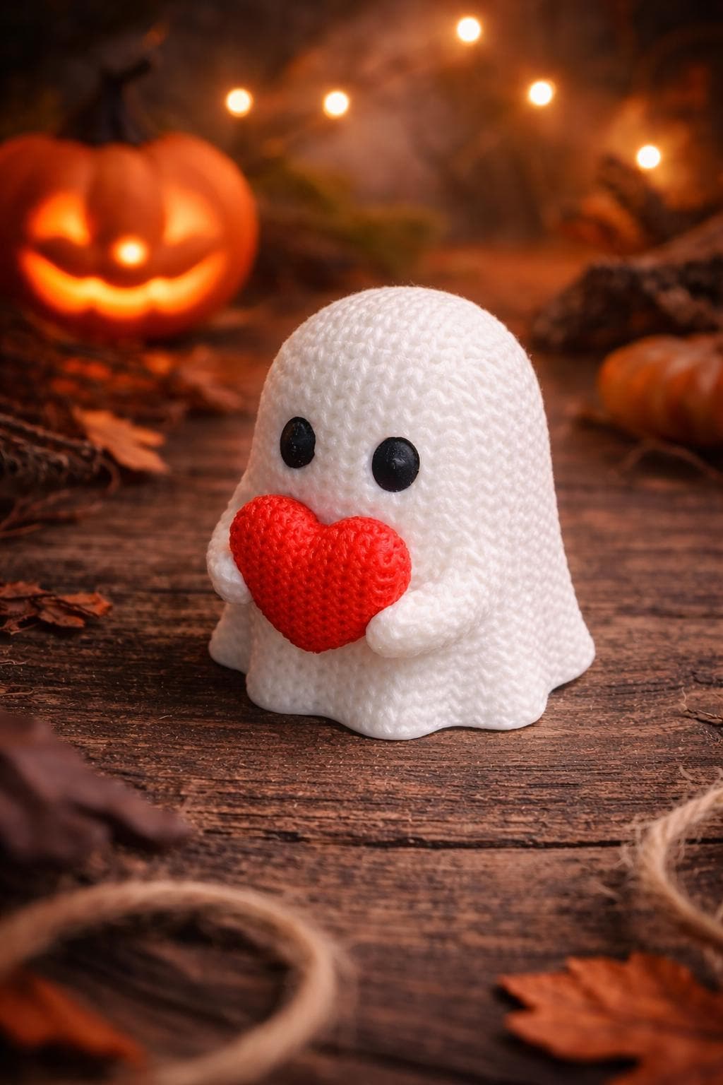 Knitted-Style Love Ghost Figurine | 3D Printed Valentine & Halloween Gift