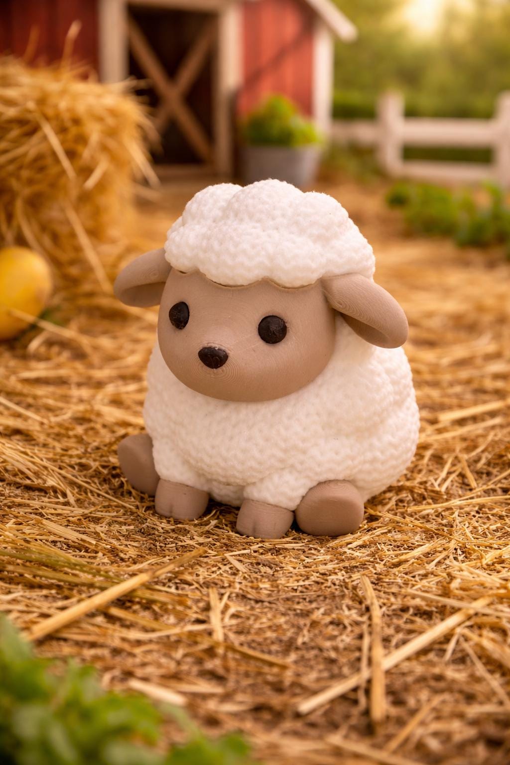 Knitted-Style Sheep Figurine | 3D Printed Farm Animal Gift