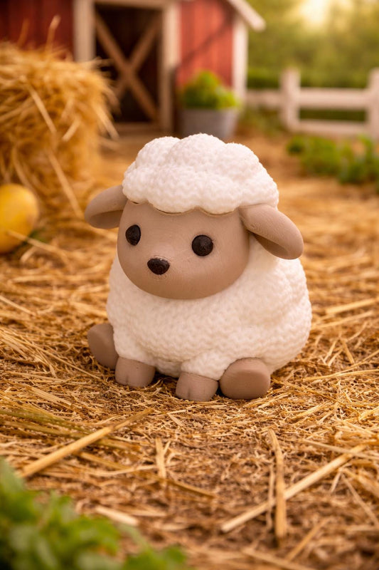 Knitted-Style Sheep Figurine | 3D Printed Farm Animal Gift
