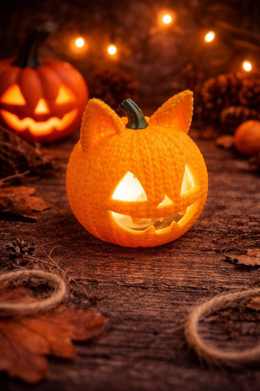 Cat Pumpkin Tealight Holder | 3D Printed Halloween & Autumn Gift