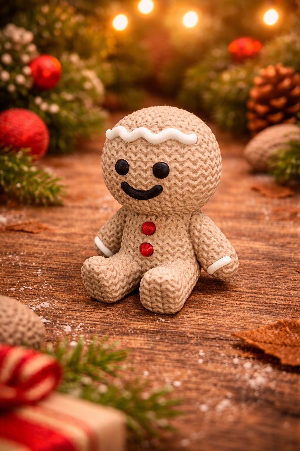 Knitted-Style Gingerbread Man Figurine | 3D Printed Christmas Gift