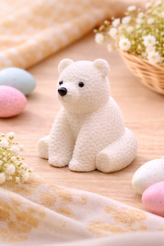 Knitted-Style Polar Bear Figurine | 3D Printed Winter Gift